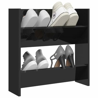 Wandschoenenkast 60x18x60 cm bewerkt hout hoogglans zwart 8720286559369 3