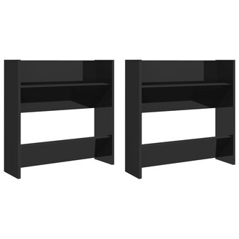 Wandschoenenkasten 2 st 60x18x60 cm hout hoogglans zwart 8720286559376 2