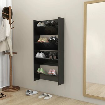 Wandschoenenkasten 2 st 60x18x60 cm hout hoogglans zwart 8720286559376 3