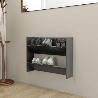 Wandschoenenkast 80x18x60 cm bewerkt hout hoogglans grijs 8720286559581 1
