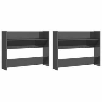 Wandschoenenkasten 2 st 80x18x60 cm hout hoogglans grijs 8720286559598 2