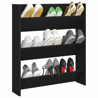 Wandschoenenkast 80x18x90 cm bewerkt hout zwart 8720286559802 3