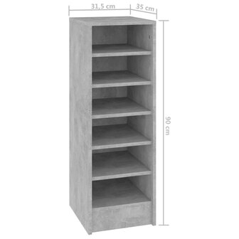 Schoenenkast 31,5x35x90 cm bewerkt hout betongrijs 8720286646830 7