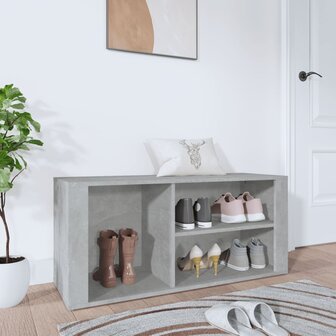 Schoenenkast 100x35x45 cm bewerkt hout betongrijs 8720287223283 1