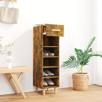 Schoenenkast 30x35x105 cm bewerkt hout gerookt eikenkleurig 8720287086680 8