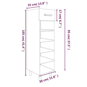 Schoenenkast 30x35x105 cm bewerkt hout gerookt eikenkleurig 8720287086680 9