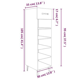 Schoenenkast 30x35x105 cm bewerkt hout gerookt eikenkleurig 8720287086710 9