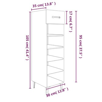 Schoenenkast 30x35x105 cm bewerkt hout grijs sonoma eikenkleur 8720287086727 9