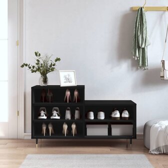 Schoenenkast 102x36x60 cm bewerkt hout zwart 8721012114203 1