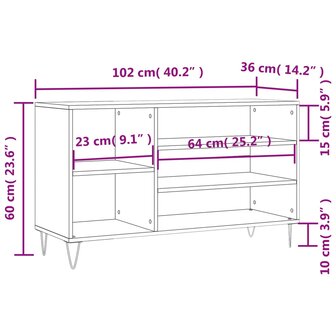 Schoenenkast 102x36x60 cm bewerkt hout wit 8721012114517 10