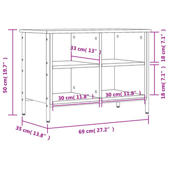 Schoenenkast 69x35x50 cm bewerkt hout gerookt eikenkleurig 8720845774523 9