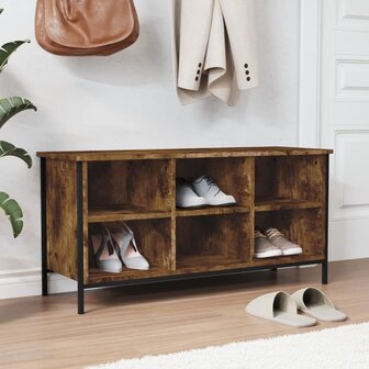 Schoenenkast 100x35x50 cm bewerkt hout gerookt eikenkleurig 8720845774578 1