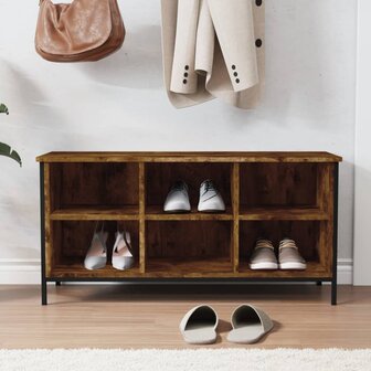Schoenenkast 100x35x50 cm bewerkt hout gerookt eikenkleurig 8720845774578 3