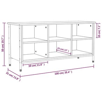 Schoenenkast 100x35x50 cm bewerkt hout gerookt eikenkleurig 8720845774578 9