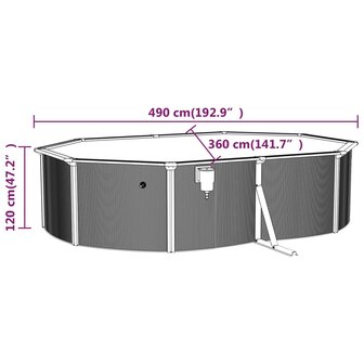 Zwembad met stalen wand ovaal 490x360x120 cm wit 8720286589786 9