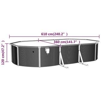 Zwembad met stalen wand ovaal 610x360x120 cm wit 8720286589793 9