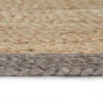 Vloerkleed handgemaakt met grijze rand 90 cm jute 8718475733133 3