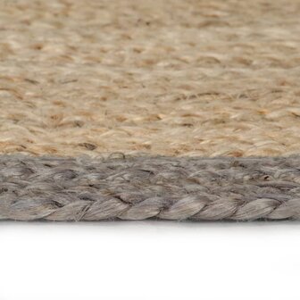Vloerkleed handgemaakt met grijze rand 120 cm jute 8718475733140 3