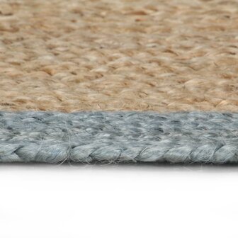 Vloerkleed handgemaakt met olijfgroene rand 120 cm jute 8718475733201 3
