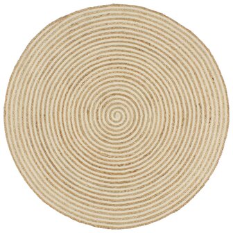 Vloerkleed handgemaakt met spiraal ontwerp 150 cm jute wit 8718475733577 1