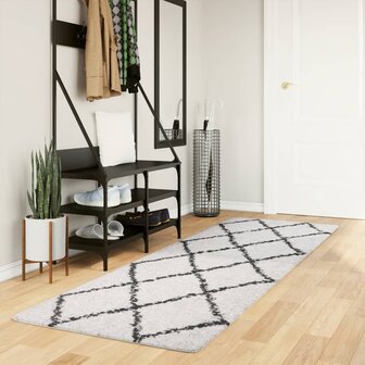 Vloerkleed PAMPLONA shaggy hoogpolig 80x250 cm cr&egrave;me en zwart 8721012229648 1