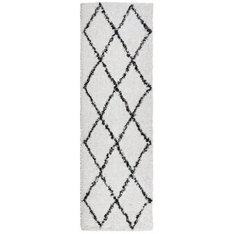 Vloerkleed PAMPLONA shaggy hoogpolig 80x250 cm cr&egrave;me en zwart 8721012229648 2