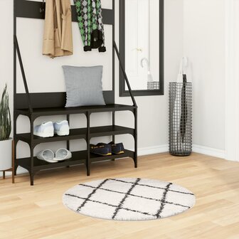Vloerkleed PAMPLONA shaggy hoogpolig &Oslash; 80 cm cr&egrave;me en zwart 8721012229761 1