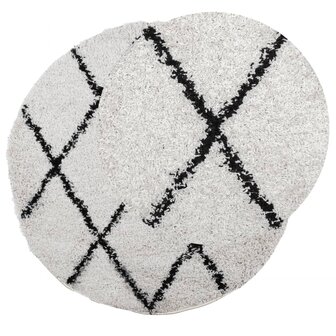 Vloerkleed shaggy hoogpolig modern &Oslash; 100 cm cr&egrave;mekleur en zwart 8721012229778 3
