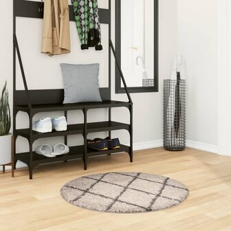 Vloerkleed PAMPLONA shaggy hoogpolig &Oslash; 80 cm beige antraciet 8721012229983 1