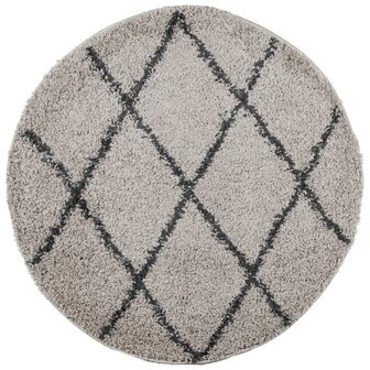 Vloerkleed PAMPLONA shaggy hoogpolig &Oslash; 80 cm beige antraciet 8721012229983 2
