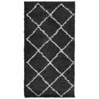 Vloerkleed PAMPLONA shaggy hoogpolig 80x150 cm zwart en cr&egrave;me 8721012230064 2