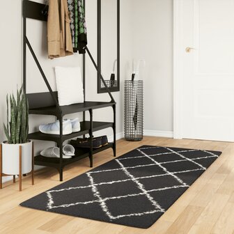 Vloerkleed PAMPLONA shaggy hoogpolig 80x200 cm zwart en cr&egrave;me 8721012230071 1
