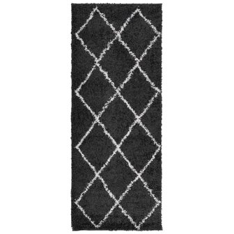 Vloerkleed PAMPLONA shaggy hoogpolig 80x200 cm zwart en cr&egrave;me 8721012230071 2