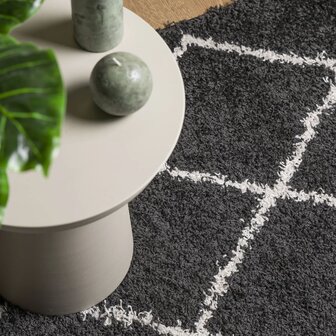 Vloerkleed PAMPLONA shaggy hoogpolig 80x200 cm zwart en cr&egrave;me 8721012230071 7