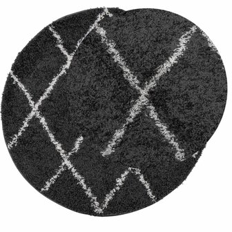 Vloerkleed shaggy hoogpolig modern &Oslash; 80 cm zwart en cr&egrave;me 8721012230200 3