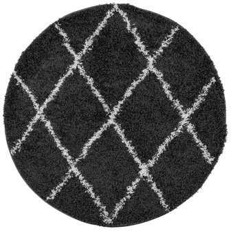 Vloerkleed PAMPLONA shaggy hoogpolig &Oslash; 120 cm zwart en cr&egrave;me 8721012230224 2