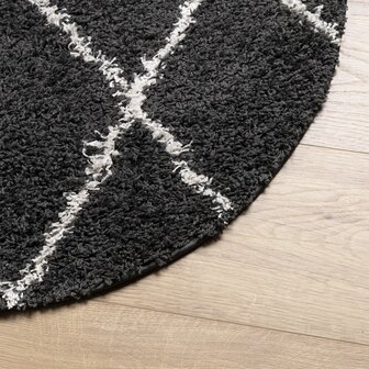 Vloerkleed PAMPLONA shaggy hoogpolig &Oslash; 120 cm zwart en cr&egrave;me 8721012230224 4