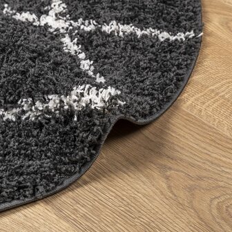 Vloerkleed PAMPLONA shaggy hoogpolig &Oslash; 120 cm zwart en cr&egrave;me 8721012230224 6