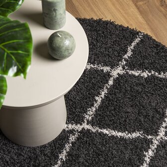 Vloerkleed PAMPLONA shaggy hoogpolig &Oslash; 120 cm zwart en cr&egrave;me 8721012230224 7