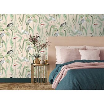 DUTCH WALLCOVERINGS Behang Flamingo cr&egrave;me- en mintkleurig 3294270374030 7
