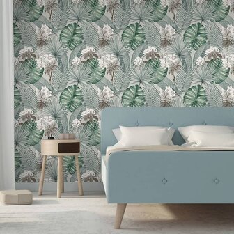 DUTCH WALLCOVERINGS Behang Eden grijs en lichtgroen 3294270378090 1