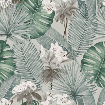 DUTCH WALLCOVERINGS Behang Eden grijs en lichtgroen 3294270378090 2