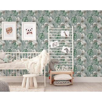 DUTCH WALLCOVERINGS Behang Eden grijs en lichtgroen 3294270378090 3