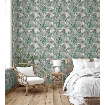 DUTCH WALLCOVERINGS Behang Eden grijs en lichtgroen 3294270378090 5