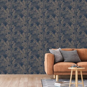 DUTCH WALLCOVERINGS Behang Joelle zilverkleurig en blauw 5411012468583 1