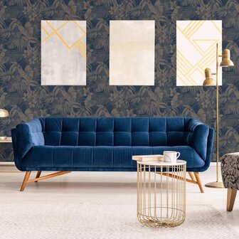 DUTCH WALLCOVERINGS Behang Joelle zilverkleurig en blauw 5411012468583 5