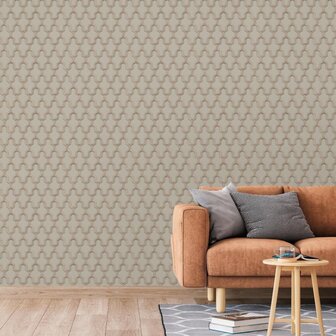 DUTCH WALLCOVERINGS Behang Geometric goudkleurig en groen 8809660036648 5