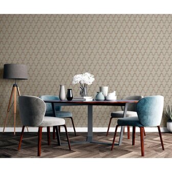 DUTCH WALLCOVERINGS Behang Geometric goudkleurig en groen 8809660036648 6