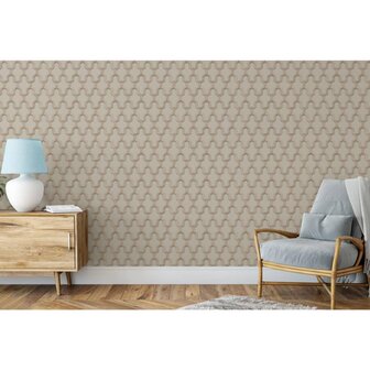 DUTCH WALLCOVERINGS Behang Geometric goudkleurig en groen 8809660036648 8