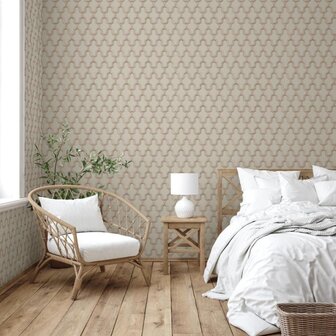 DUTCH WALLCOVERINGS Behang Geometric goudkleurig en groen 8809660036648 9